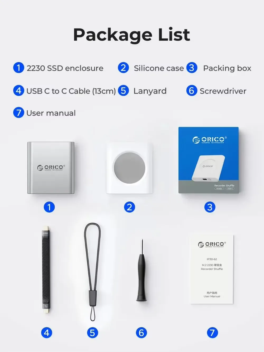 Корпус ORICO Max Capacity 2TBSSDMCase M.2 NVMe SSD USB 3.2 Gen 2 Корпус привода NVMESSD 10 Гбит/с