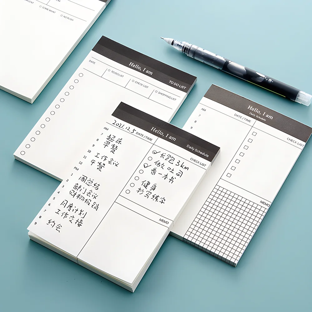 Korean Daily Schedule Planners Note Memo Pad Checklist To do Message Agenda Mini Notebooks Journal Notepad Girl Study Stationery