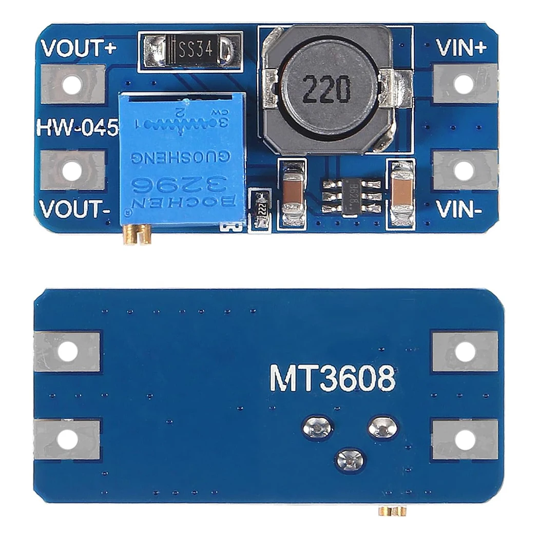 2-20pcs MT3608 Adjustable Boost Module DC-DC Step Up Converter Module 2A Max 2V-24V To 5V 9V 12V 28V Booster Power Supply Board