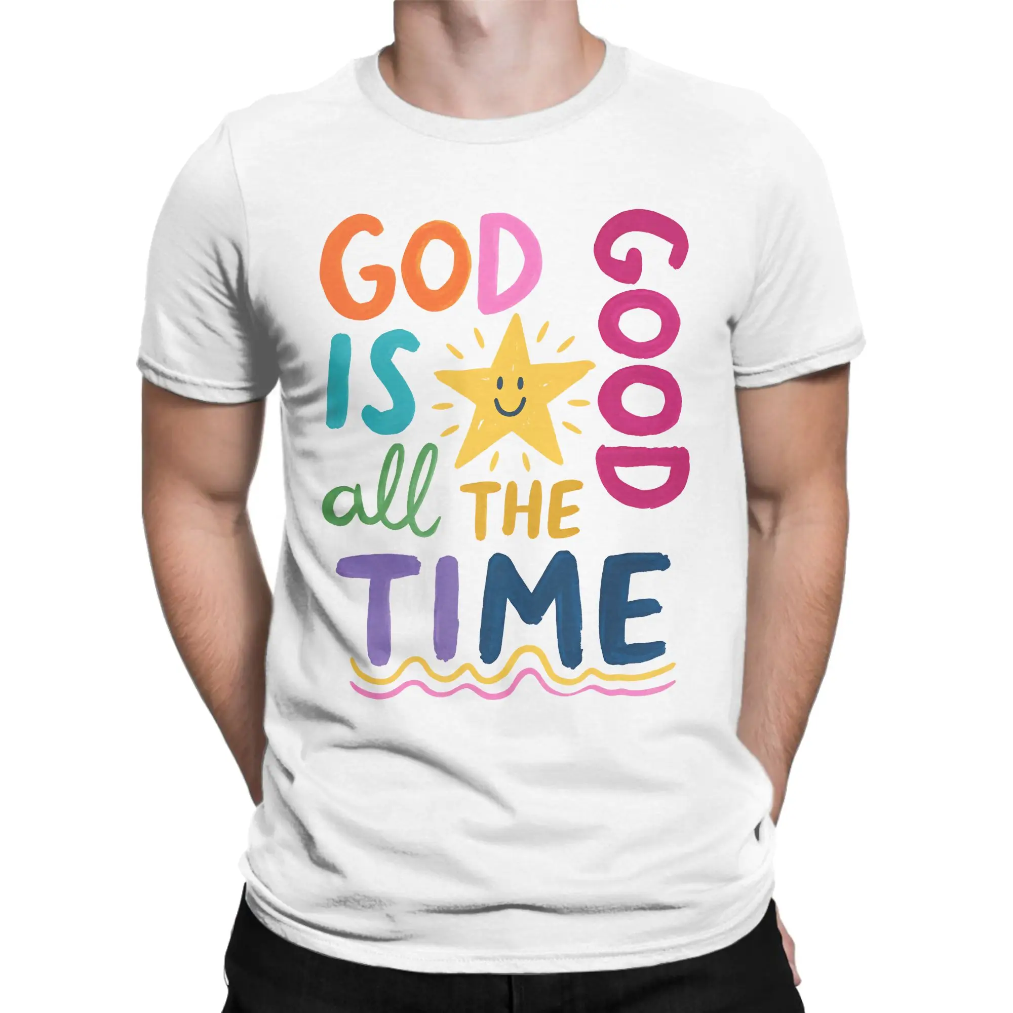 God Is Good All The Time Bible Quote T-Shirts Men Jesus Christian Unique Cotton Tees Crew Neck Short Sleeve T Shirts merchandise