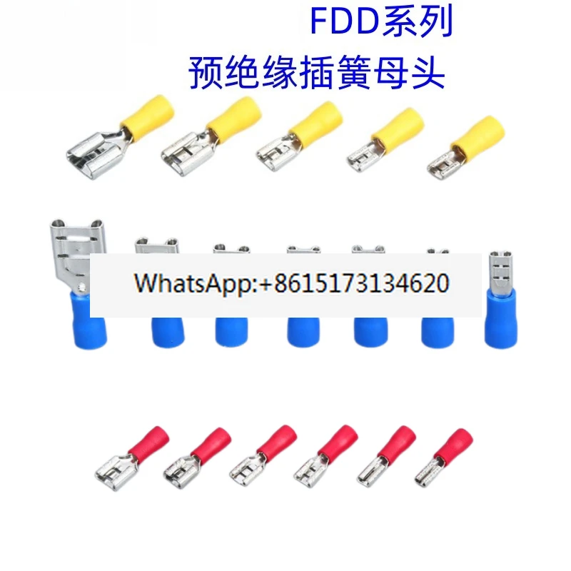 

1000PCS Pre-insulated plug spring female head FDD1.25-110/FDFD2-187/250 cold pressing terminal block