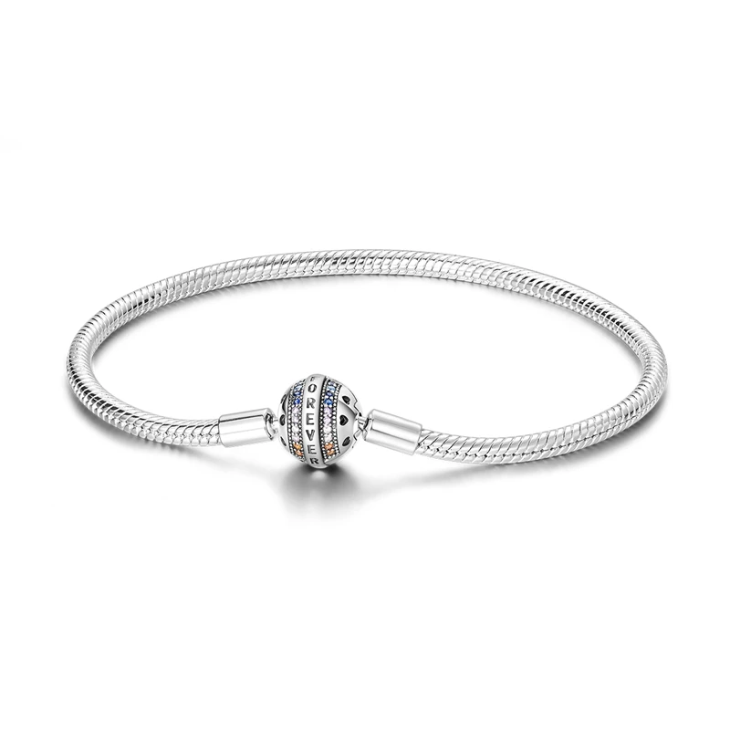 Trendy 925 Sterling Silver Infinity Love Snake Bone Chain Bracelet Fit Diy Charms Bead Fine Wedding Jewelry Gift