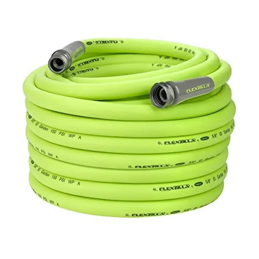 

100ft Lightweight Garden Hose All Weather Flexibility Durable Hybrid Polymer Crush Resistant Leak Free Connections ZillaGreen