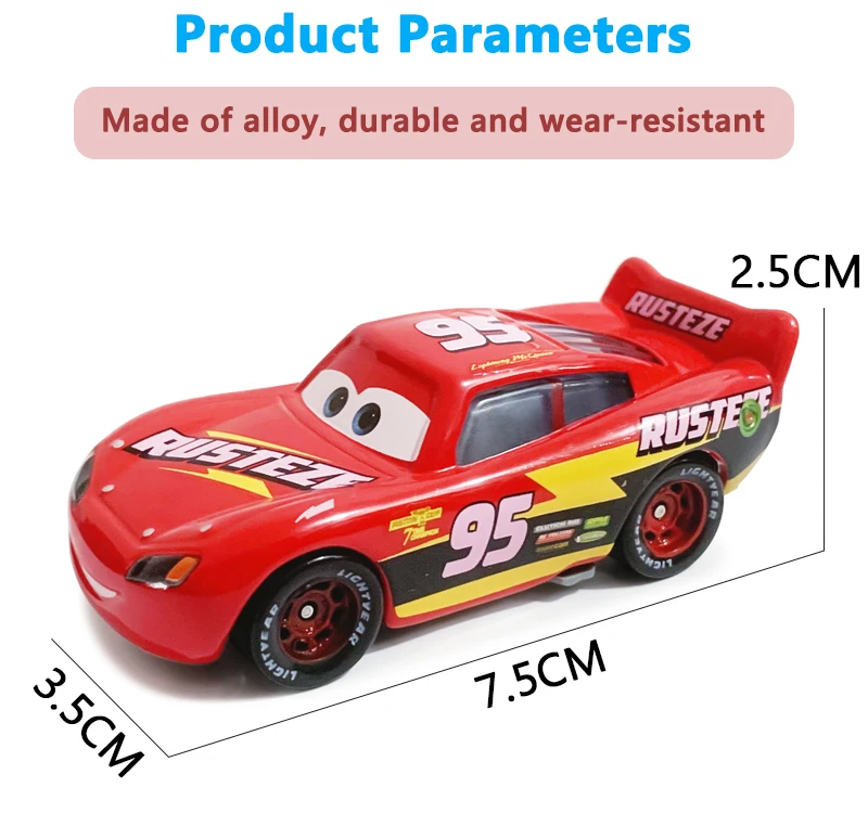 Cars Anime-Charakter Rusteze Piston Cup Racer Lightning McQueen 1:55 Metalllegierung Druckguss-Automodell Kinderauto-Spielzeug Geschenk – Detail 2