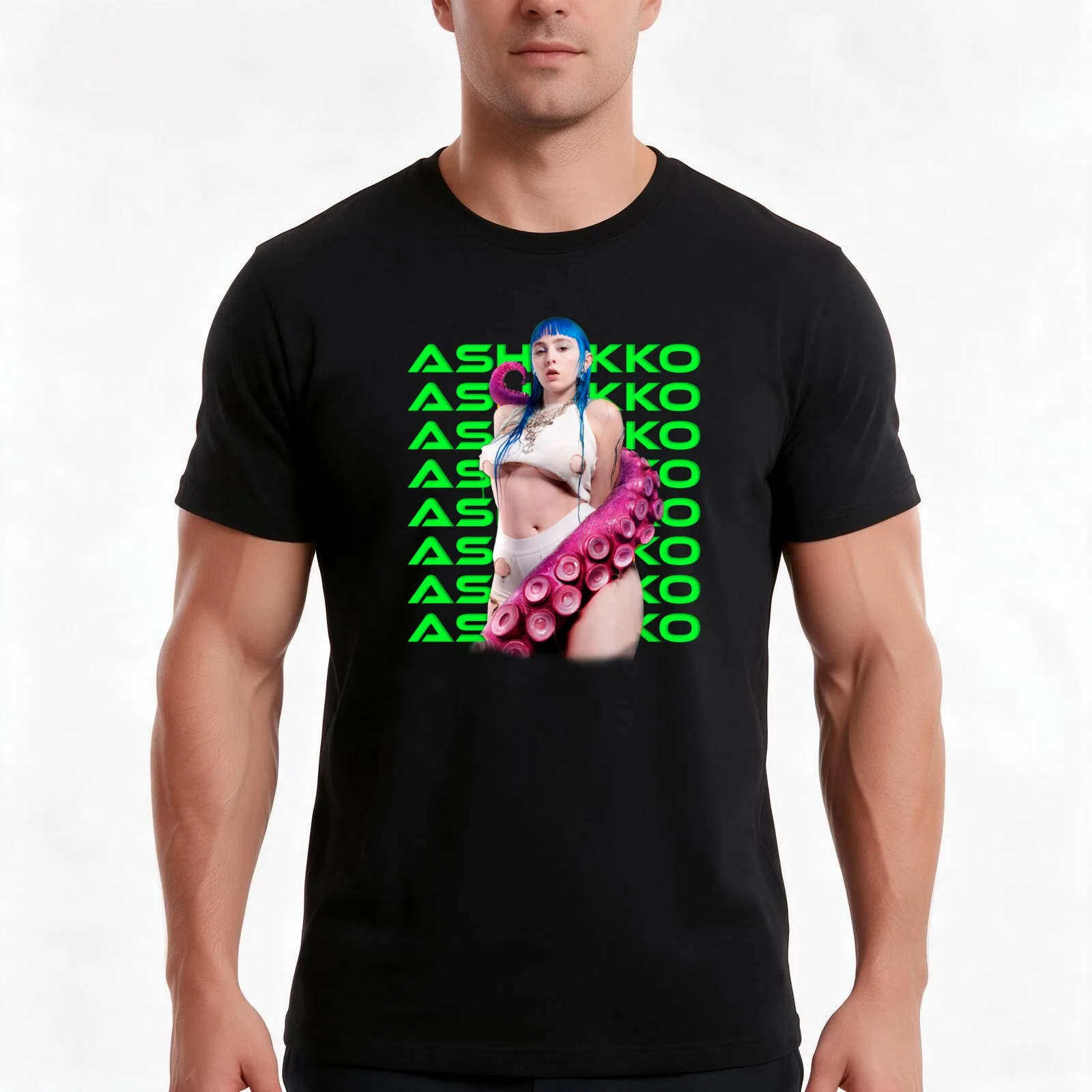 Ashnikko T-Shirt, Summer Casual Cotton Tee, Oversized Streetwear Tops, Vintage Graphic Print, Loose Fit Short Sleeve