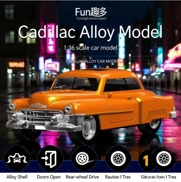 

Масштабная модель Cadillac Dorado 1/36 (в упаковке), из сплава, с функцией отката назад, литая металлическая, в ретро-стиле, игрушка для мальчиков, три открывающиеся двери.