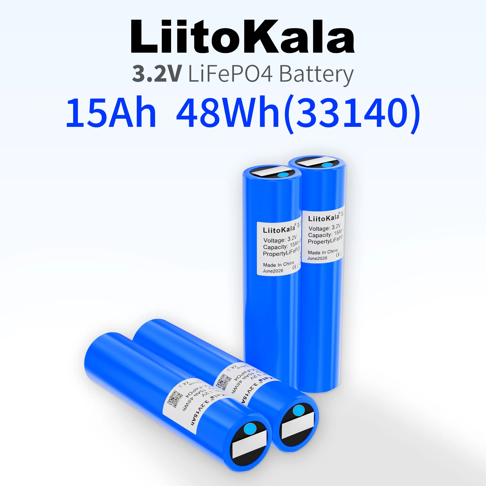 1-12pcs LiitoKala 33140 3.2V 15Ah LiFePO4 Lithium Batteries 3.2V Cells for DIY 12V 24V E Bike E-Scooter Power Tools Battery Pack