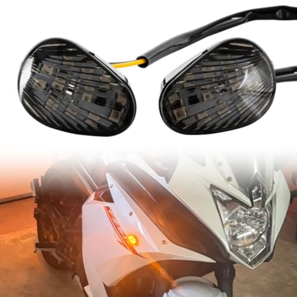 Motorcycle Turn Signals Front Turn Signal Motorcycle Signal Lights for Yamaha YZF R1 R6 R6S FZ1 FZ6 FZ Fazer 1 Pair（Smoke）