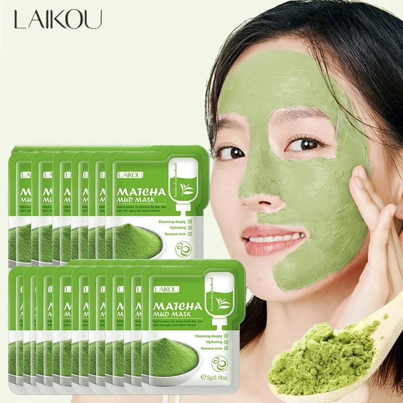 

LAIKOU Matcha Green Clay Mud Face Mask Anti Wrinkle Night Facial Packs Dark Circle Moisturize Anti-Aging For Face