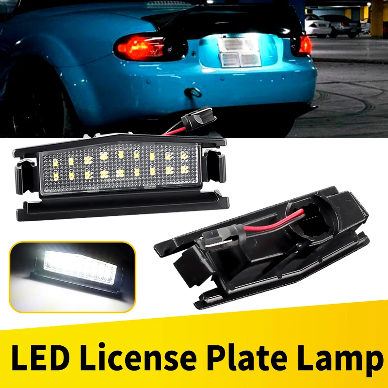 2Pcs Canbus LED Number License Plate Light Lamps For Mazda 2 Mx-5 nd Mx5 Miata 2016-up 18-SMD Error Free White Car Accessories