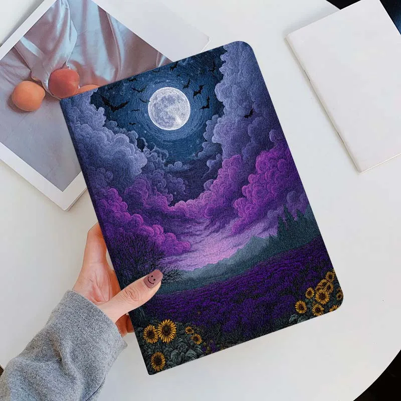 Moonlit Night Rose Cover For iPad Pro Mini Air 1 2 3 4 5 6 7 10 11 th 8 9 gen 11 M4 M5 Foldable Tablet Case