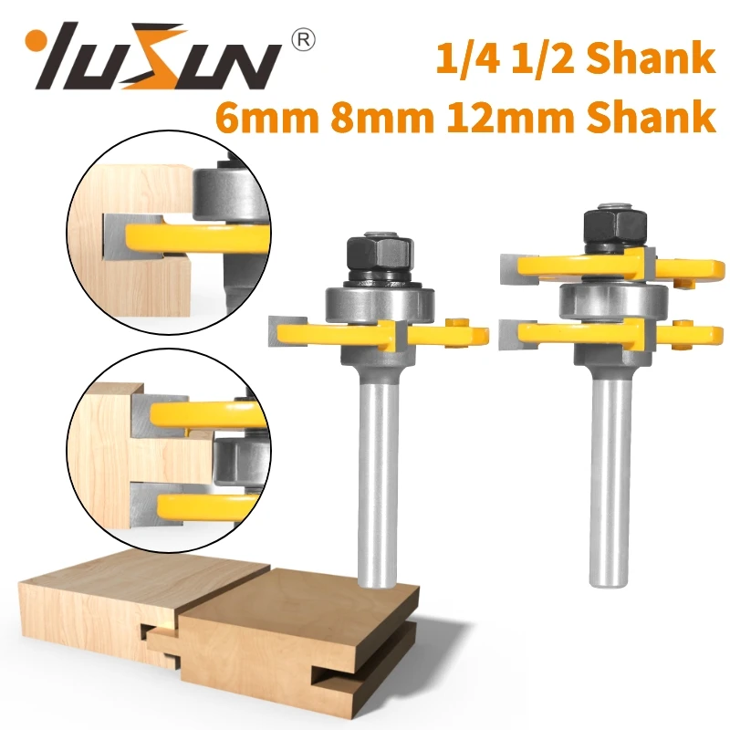 YUSUN 2PCS  47MM Cove 1-7/8 T&G ASSEMBLY Cutter Router Bit Woodworking Milling Cutter For Wood Face Mill