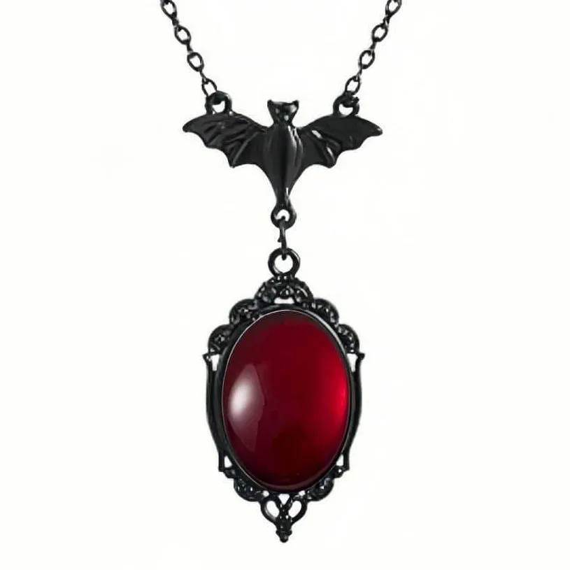 

Vampire Bat necklace,Gothic jewelry, Witch accessories,Blood Cameo,pagan,water drop,mysterious,Black bat,Choker For Women Man
