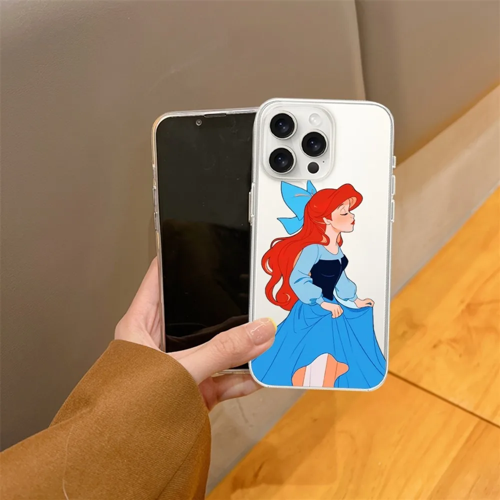 MINISO Disney The Little Mermaid  Phone Case For iPhone 15 14 13 12 11 Mini Pro Max X XR XSMax 7 8 Plus SE20 Transparent Cover