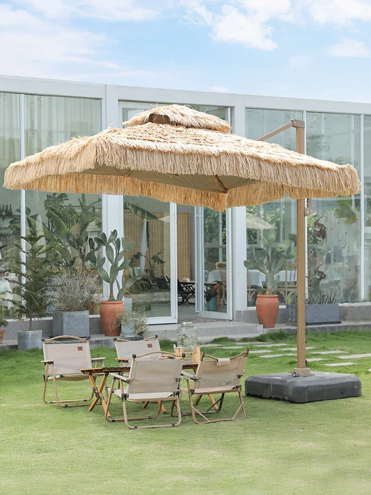 Outdoor sunshade, courtyard, garden, villa, terrace, scenic area, farmhouse, outdoor straw umbrella