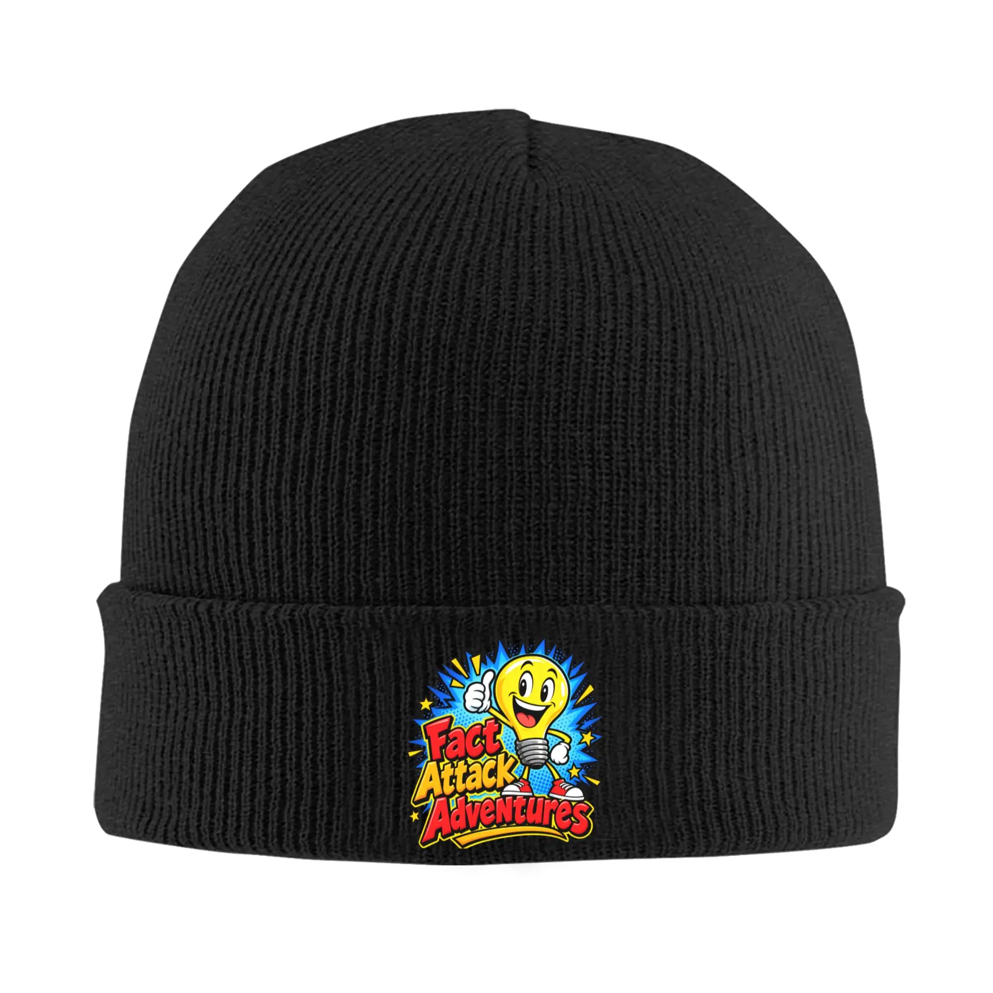 Funny Fact Attack Adventures Light Bulb Beanie Hats Bonnet Hats Men Women Fashion Outdoor Skullies Beanies Winter Head Wrap Caps