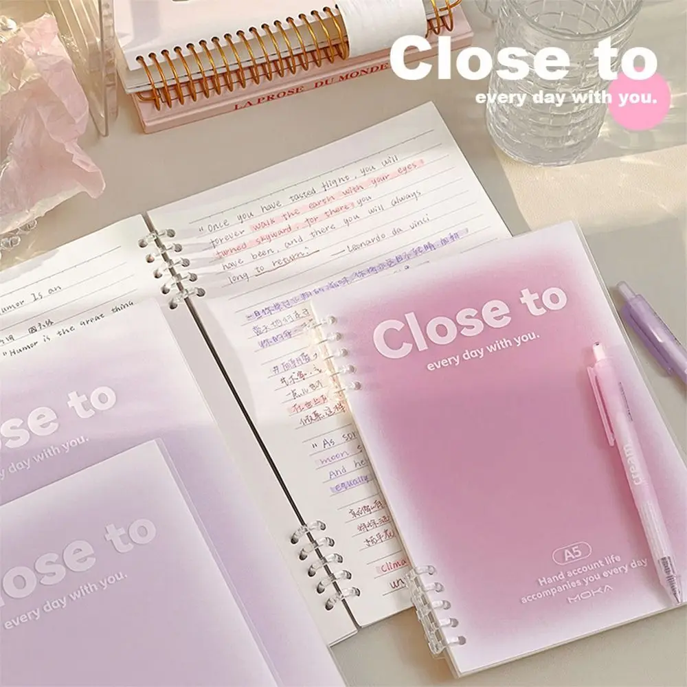 High Quality A5/B5 Loose Leaf Notebook Horizontal Line Gradient Color Ring Binder Notepad Journal Planner School Office Supplies