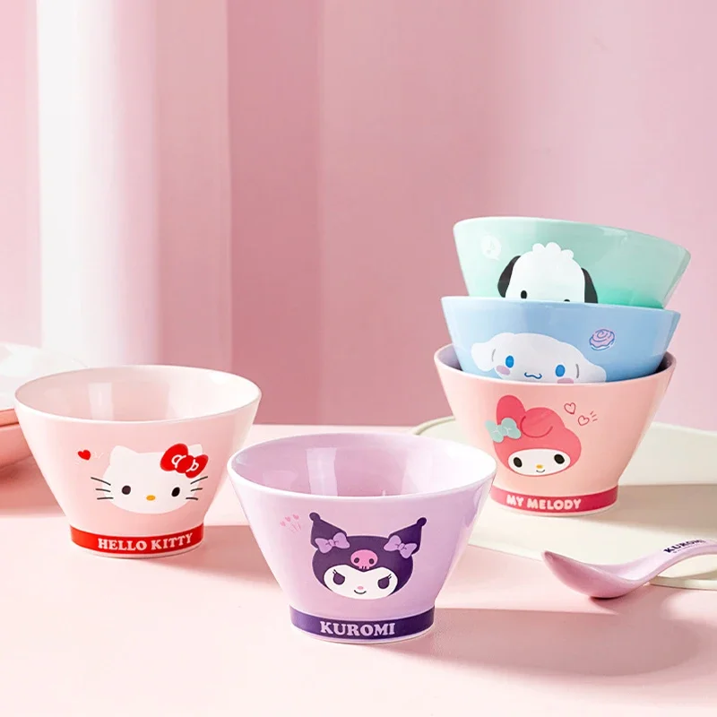 Sanrio Kawaii My Melody Huishoudelijke Keramische Kommen Kuromi Hello Kitty Anime Cartoon Mode Prachtige Servies Rijst Eten Kommen