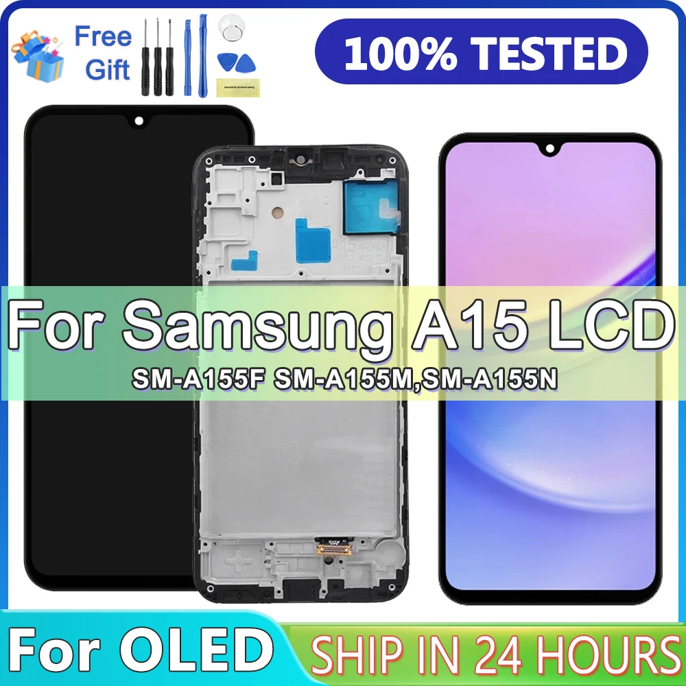 OLED For Samsung A15 4G LCD A155F Display Touch Screen Digitizer Assembly For Samsung A15 5G A156B Screen With Frame