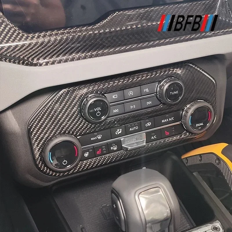 

For Ford BRONCO Real Dry carbon fiber interior central control multimedia button panel cover 2023-2026 Mouldings
