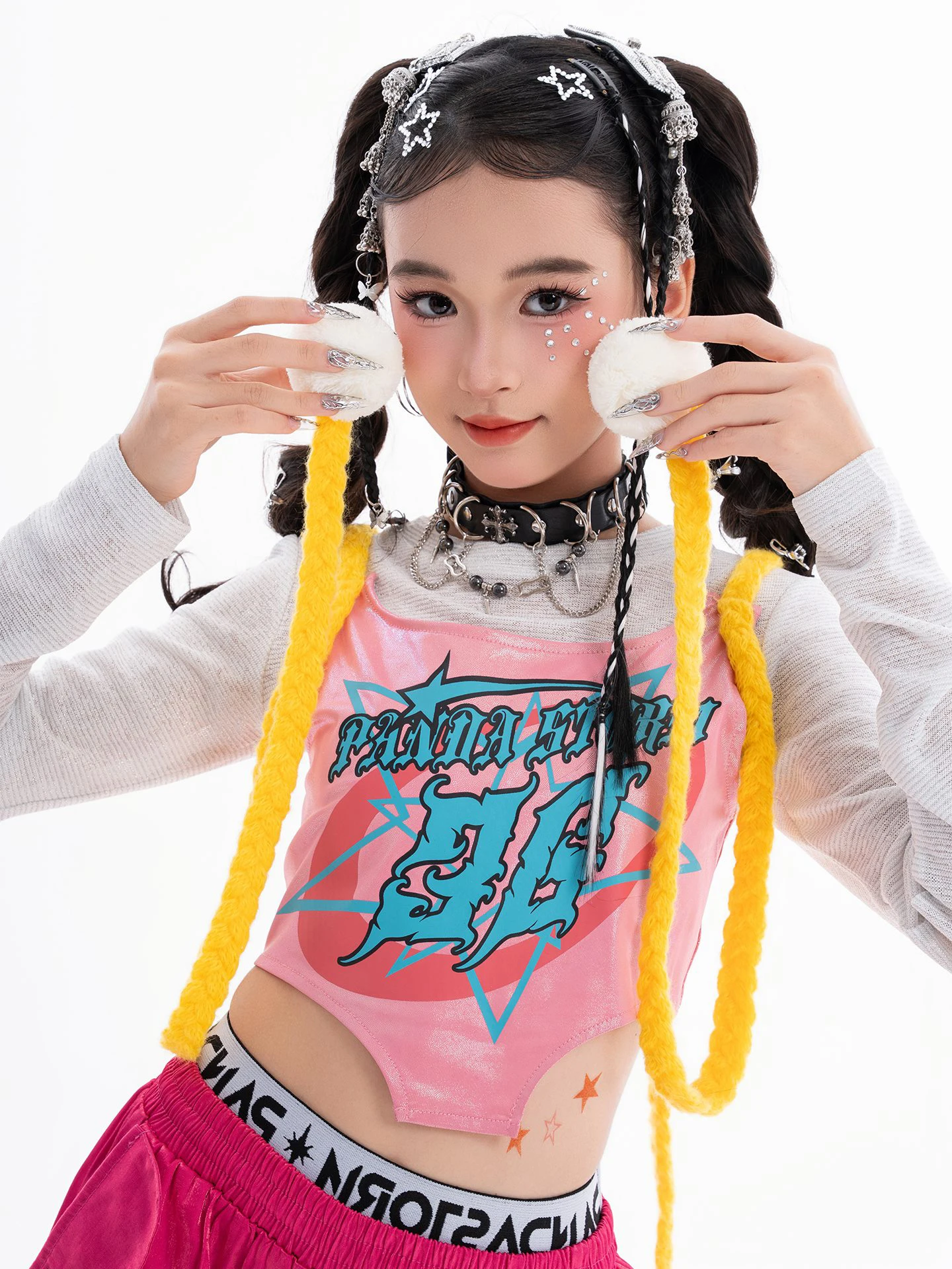 2025 neue Mädchen Jazz Dance Kleidung Rosa Blau Weste Hosen Kinder Team Hip Hop Leistung Outfits Mode Laufsteg Straße Tragen BL17519