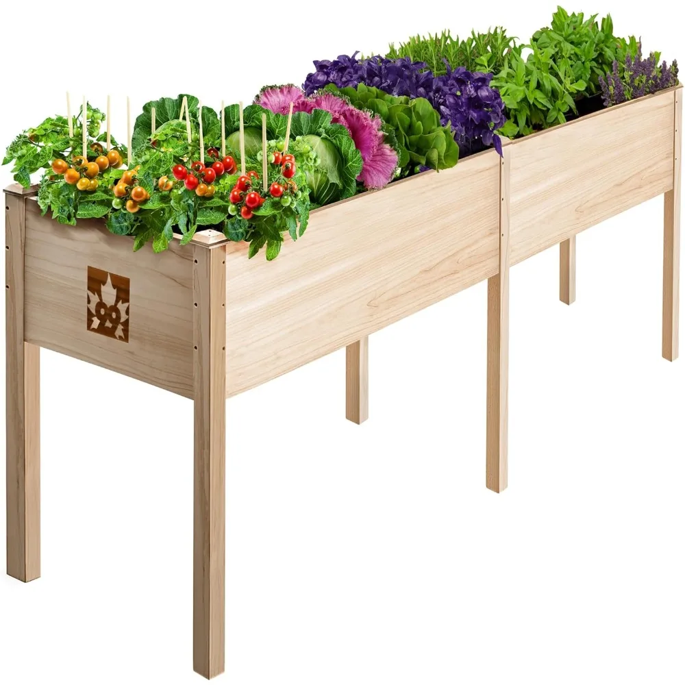 

Garden Bed with Legs 72x23x30, Natural Cedar Wood Elevated Planter Box, Veggies, Herbs, 300lb Capacity