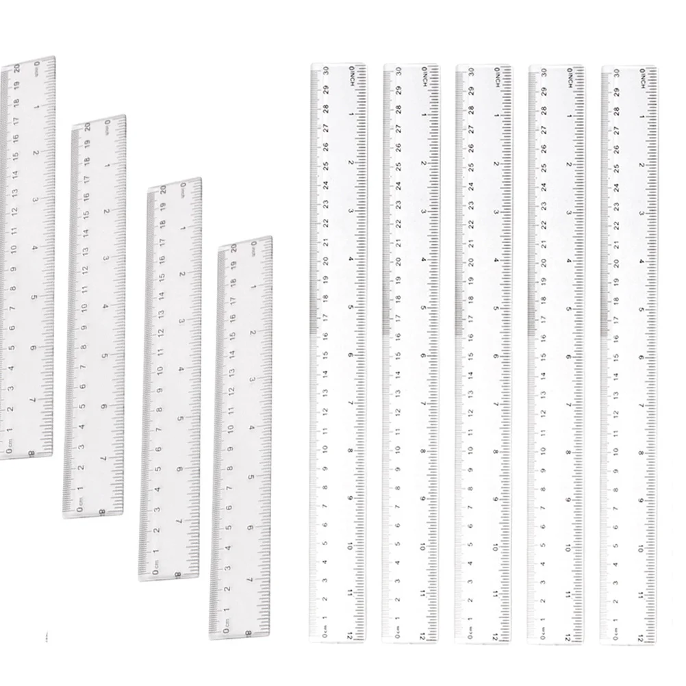 ไม้บรรทัดตรง 20 ชิ้น เครื่องมือวัดพลาสติก ไม้บรรทัดแบบมีสเกลชัดเจน สำหรับใช้ในโรงเรียน สำนักงาน บ้าน อุปกรณ์นักเรียน