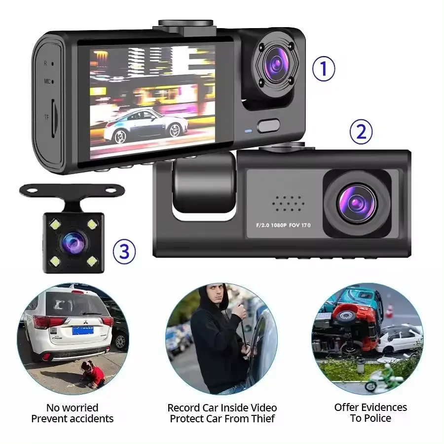 Wholesale HD 360 Degree IPS Screen Dashcam Night Vision Recording Function Vehicle Video for Car Memory