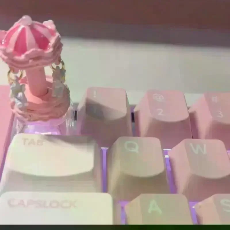 

1 шт., подарок для девочек, креативные колпачки для клавиш ручной работы с каруселем для переключателя поперечной оси, игровые механические украшения для клавиатуры