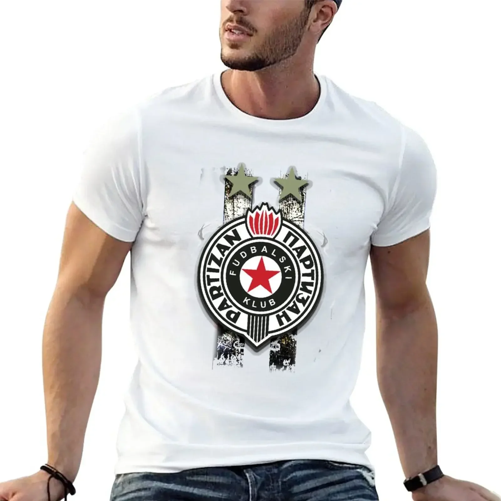 Partizan Beograd T-Shirt heavyweights anime Short sleeve tee men 2024 new arrival summer manga style round neck cotton for men image 2