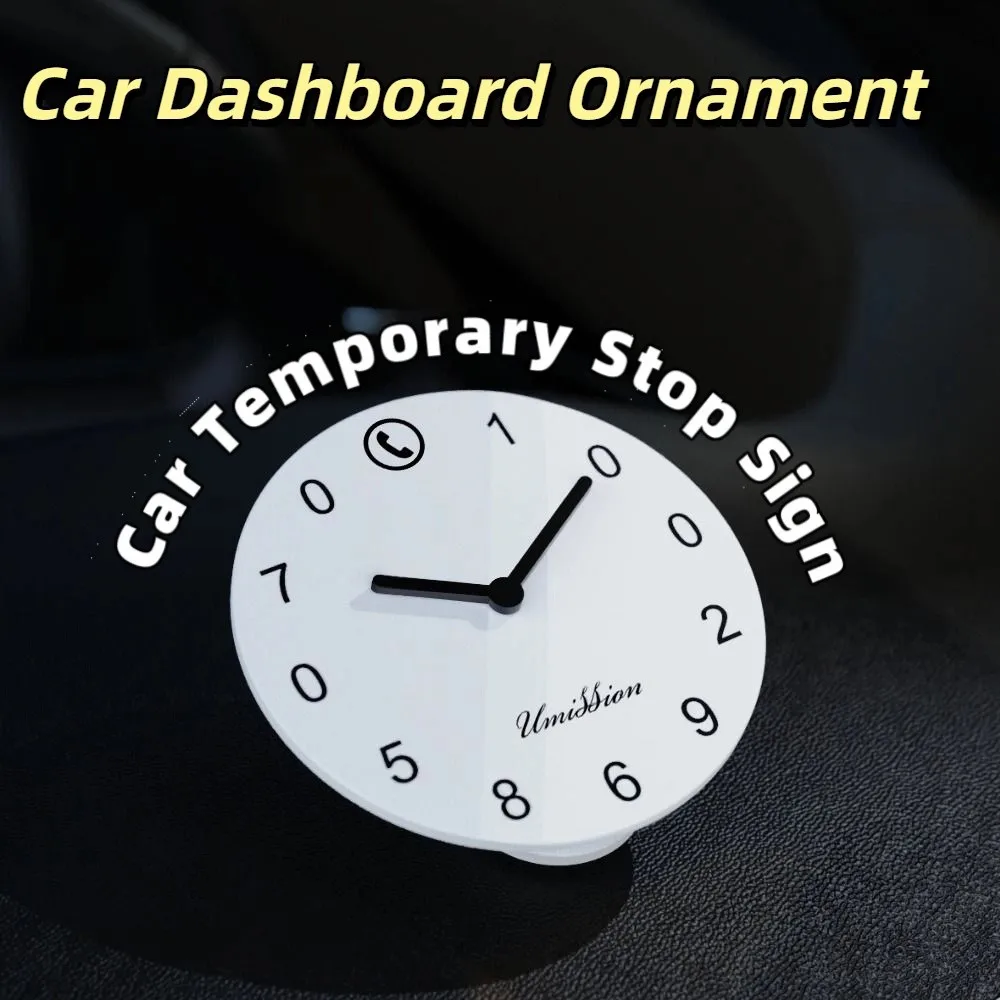 

Creative Temporary Parking Card Reusable Clock Shape Phone Number Plate Simple Black/White Car Temporary Stop Sign