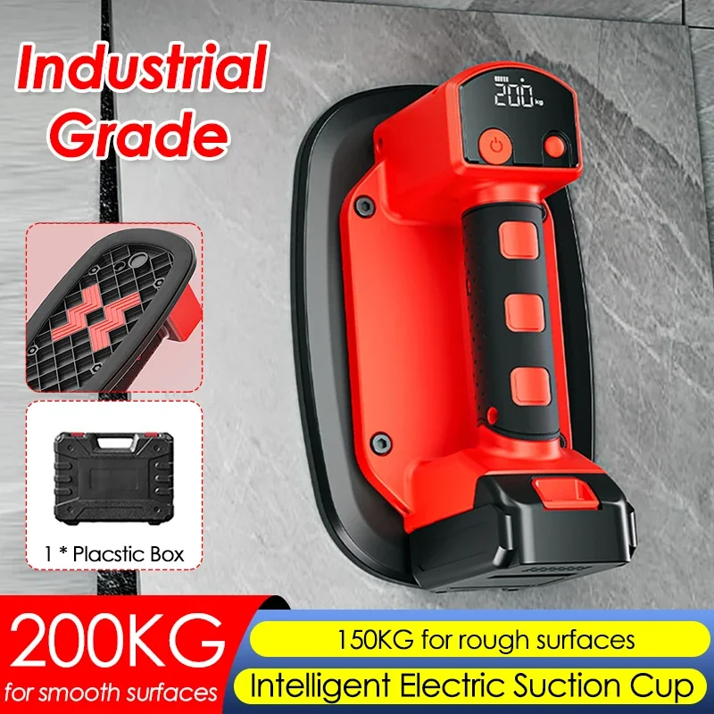 200KG Load Industrial Grade Electric Vacuum Suction Cup Heavy-Duty Glass Granite Ceramic Tile Lifting Tool with Plastic Box Pack
