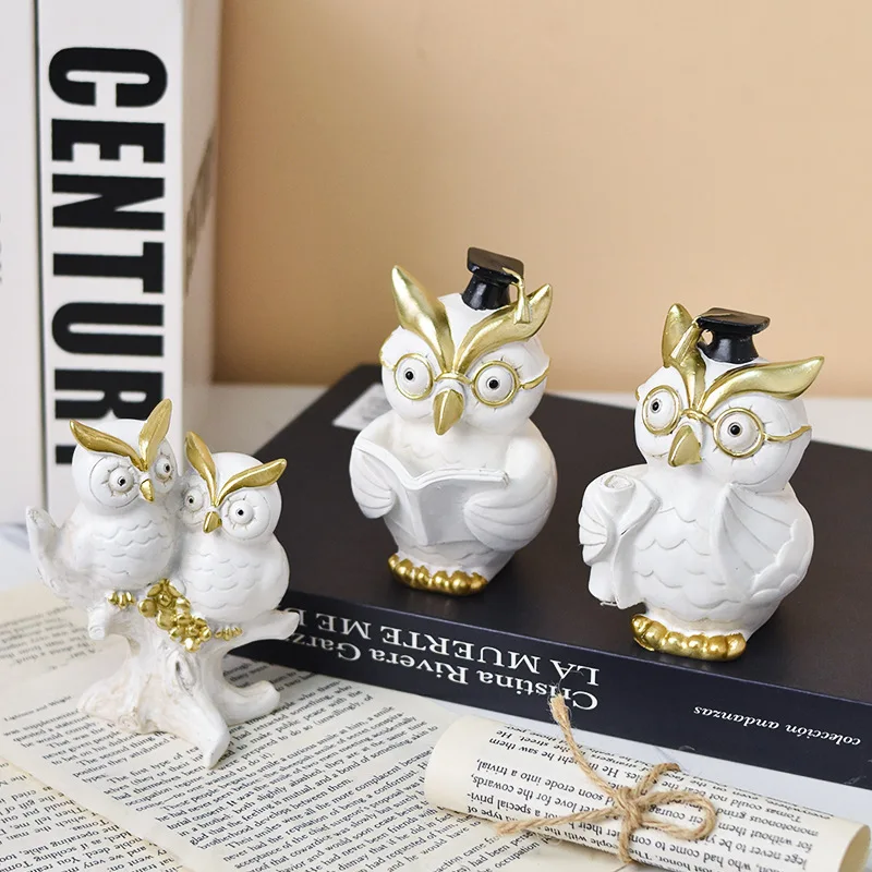 New Product Simulation Owl Action Resin Crafts Decoration Home Tv Cabinet Living Room Desktop Decoration Holiday Gift Toy Lovers