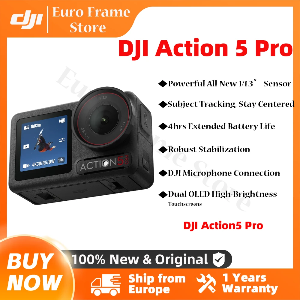 DJI Osmo Action 5 pro Combo 1/1.3″ Sensor 4hrs Extended Battery Life Dual OLED High-Brightness Touchscreens original in stock