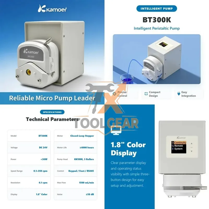 2026China*Factory* Kamoer BT300K 1500ml/min Compact Peristaltic Pump with Color Display and Precise Speed Control