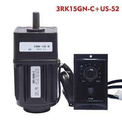 1:3-1:300 415-5RPM 220V 15W AC Reversible Gear 3RK15GN-C +US-52 Variable Speed Motor AC Gear Reducer Motor Geared Motor