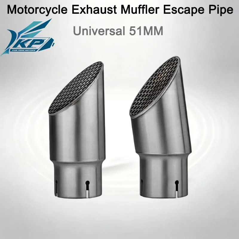Universal 51mm Stainless Steel Motorcycle Exhaust Muffler Tail Tip Slip On Exhaust Pipe Fit Z900, Speed 400, Scrambler 400X