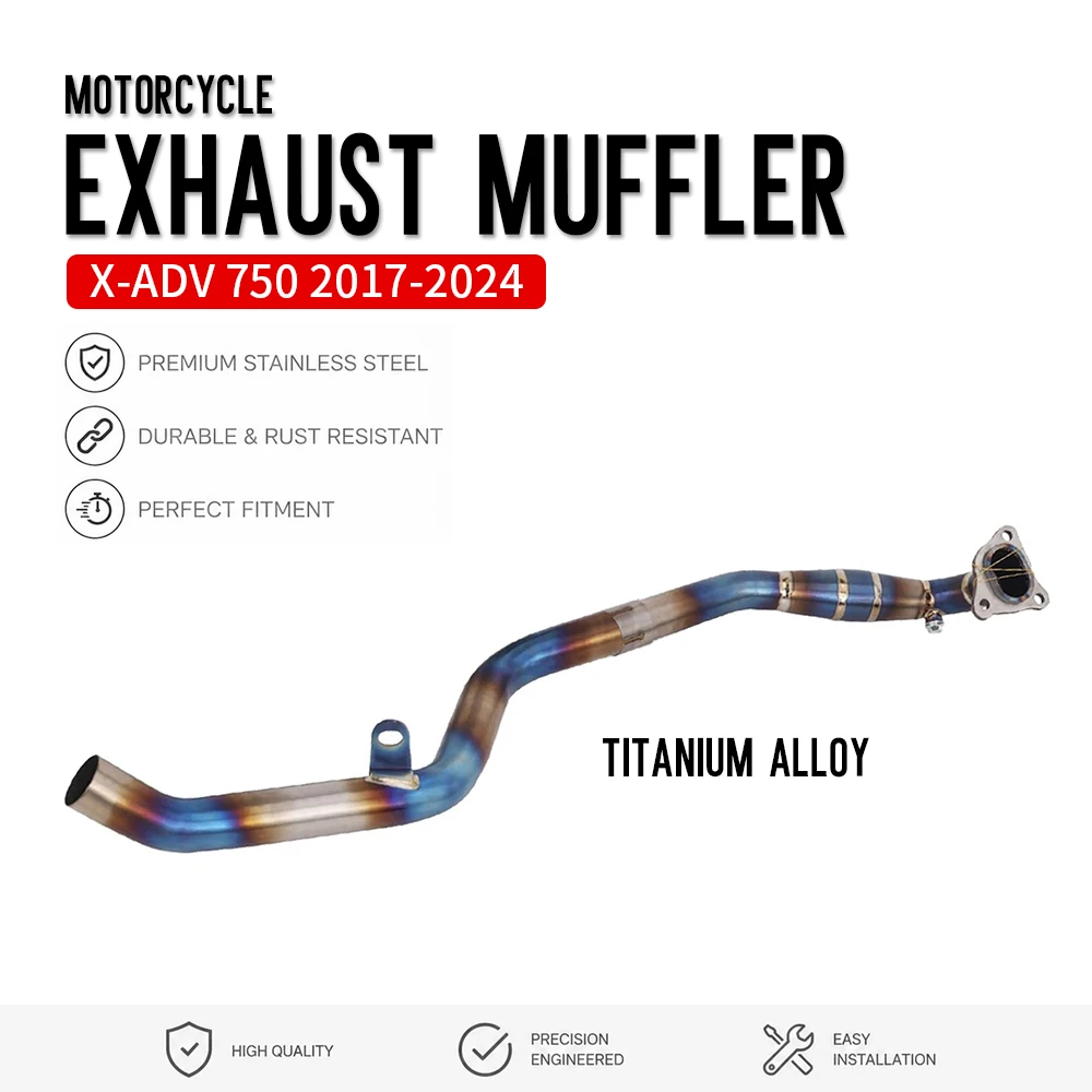 X-ADV 750 Motorcycle Exhaust Front Middle Muffler Pipe XADV 750 2017-2024 For HONDA Titanium Alloy Exhaust Header Pipe