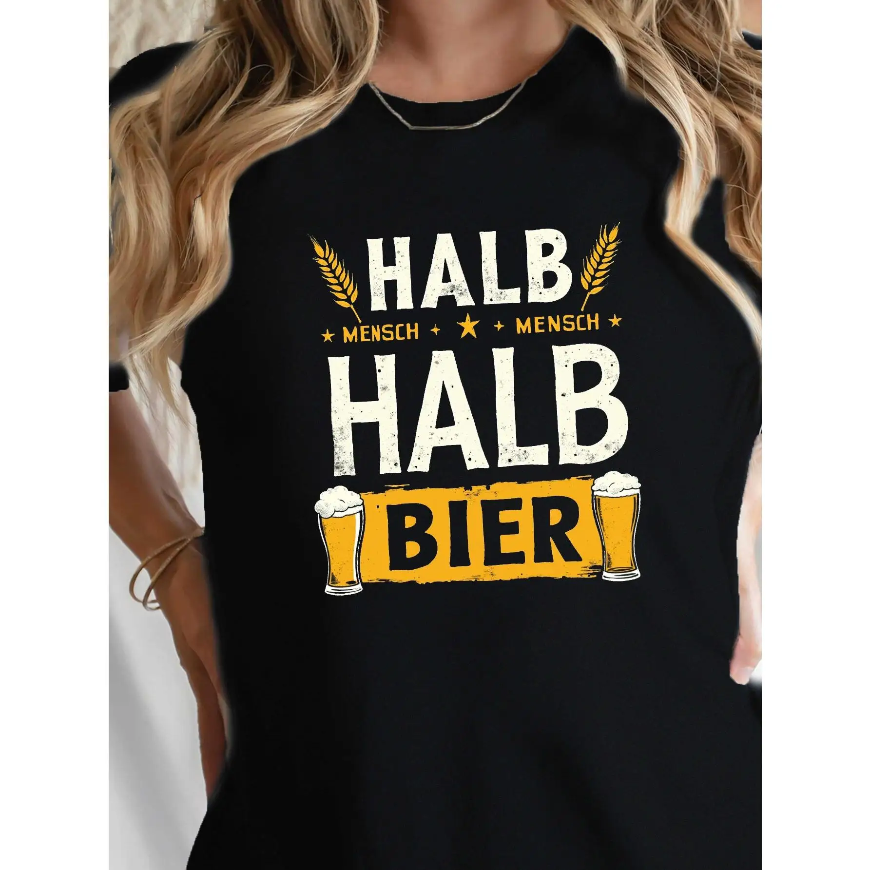 

"Funny German Beer T-Shirt for Women | Half Man Half Beer Graphic Tee | Oktoberfest Drinking Party Gift"