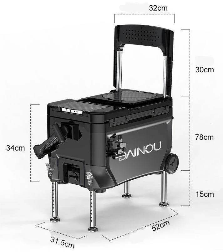 Multifunction Fishing Tackle Boxes Portable Adjustable Height Fishing Lure Seat Tool Cooler Box With Seat