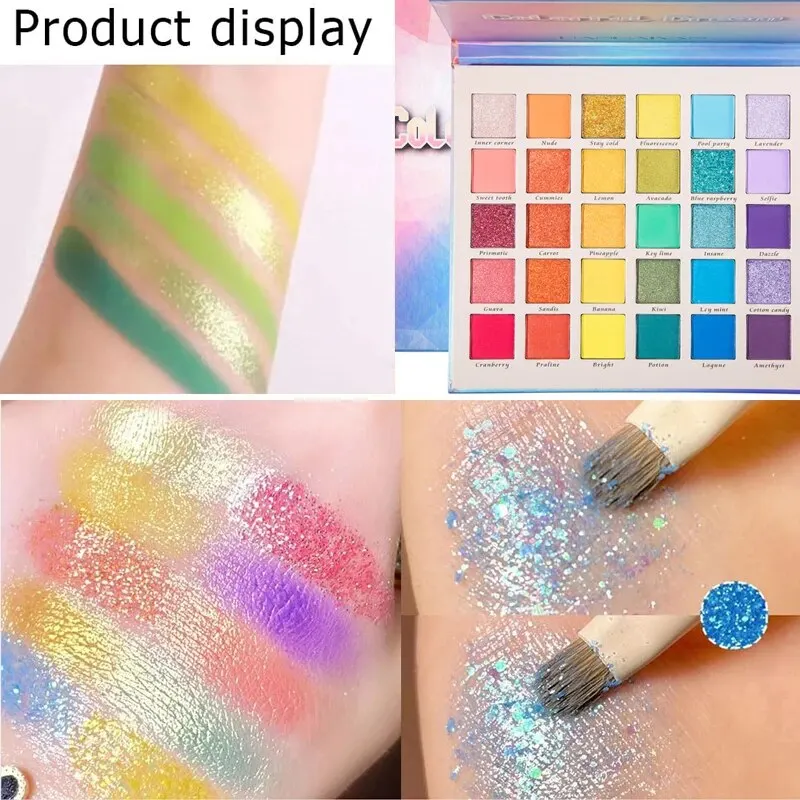 30 Colors Glitter Glittery Shimmery Magic Eyeshadow Makeup Palette Pallet, Glitter Shimmer Matte Colors Blue Green Red Purple