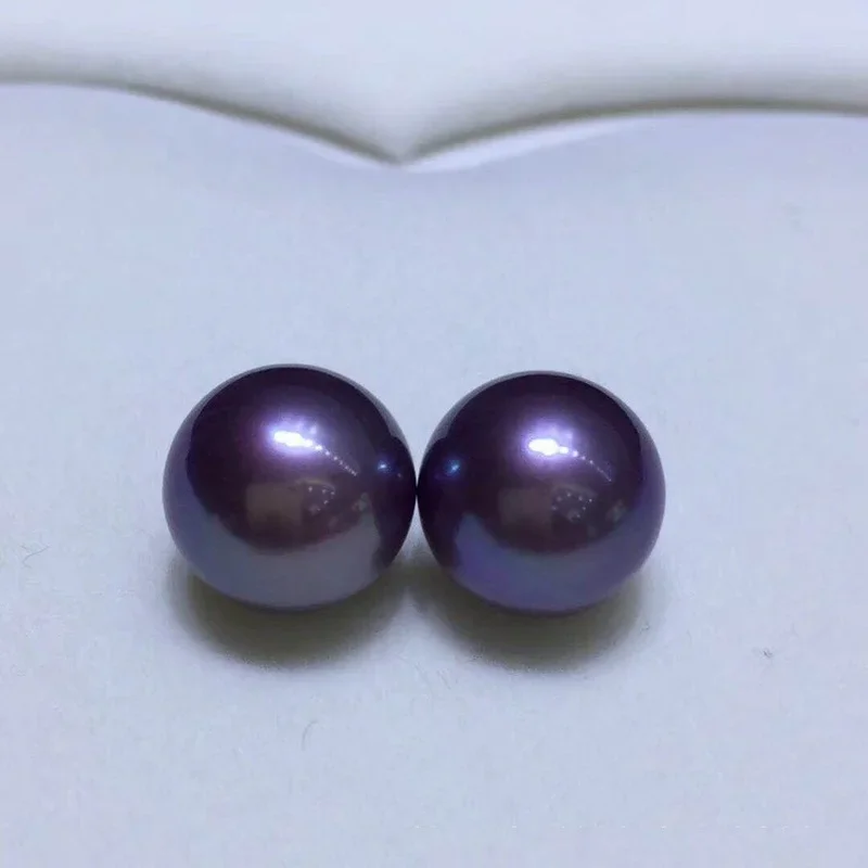 

Big Round 13-14mm Loose Pearls AAA Real Purple Sea Beads Fine Earring Pendant DIY Making Accessories Fashion Jewelry for Women