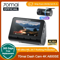 70mai 4K Dash Cam A800SE Upgraded Version of 70mai A800S Voice Control Supercapatior GPS ADAS Car DVR 70mai A800SE UHD Wifi 6