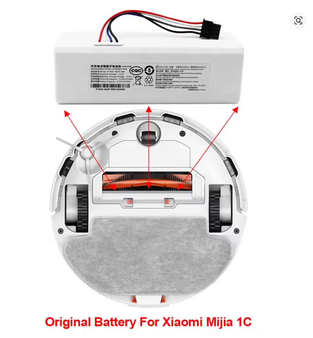 

NEW P1904-4S1P-MM Battery 14.4V 12800mah For Xiaomi Mijia 1C STYTJ01ZHM Robot Vacuum Mop Cleaner Accessories battery
