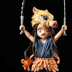 Demon Slayer figura de Anime Kimetsu No Yaiba, modelo de PVC, muñeca de dibujos animados para niños, cabeza de cerdo, Kamado, Nezuko, Manga, 19CM