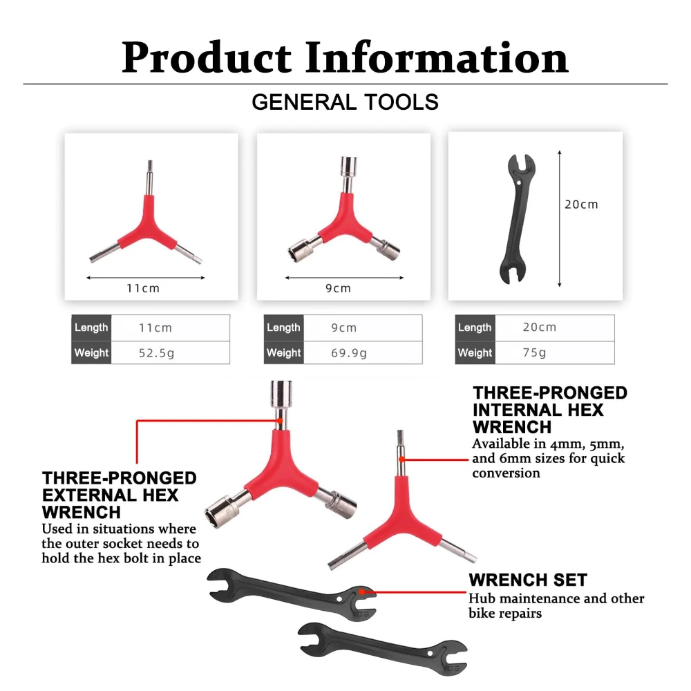 Bike Repair Tool with Chain Riveter Tire Levers Crank Puller Freewheel Remover Link PliersBottom bracket Freewheel Removal Tool image 2
