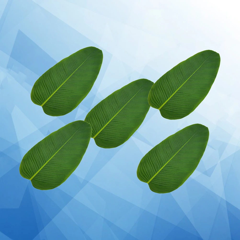 

5Pcs Artificial Canna Leaves Premium Boneless Force-Tolerant Green Plastic Party Decor for Hawaiian Wedding Home Garden Indoor