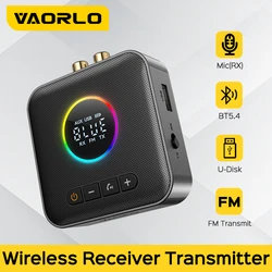 VAORLO Bluetooth 5.4 FM Receiver Transmitter 3.5MM AUX USB Lossless Music Wireless Audio Adapter With Mic LED Digital Display