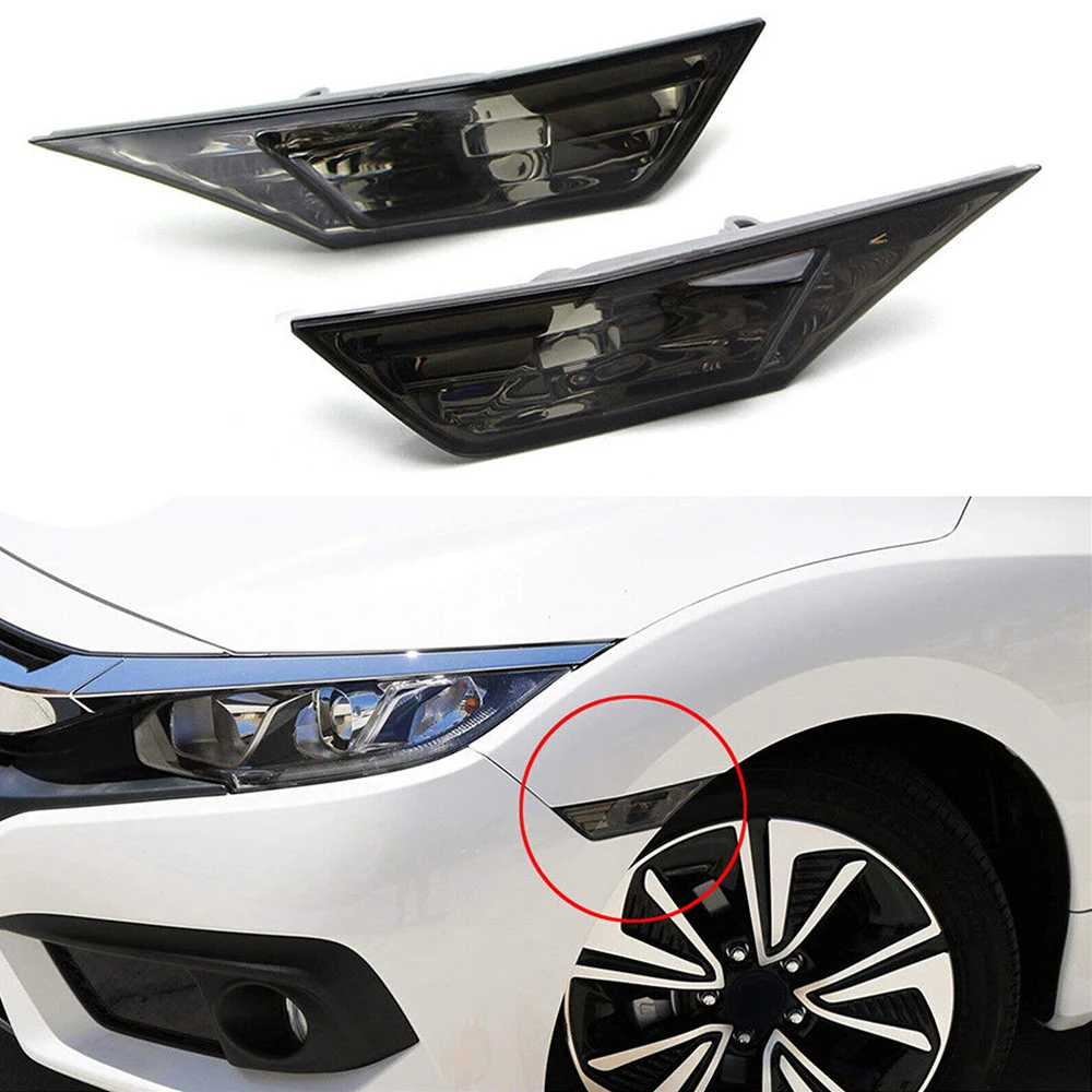 Smoked Clear Side Marker Lamp Lens For 2016-2021 10th Gen Honda Civic Sedan/Coupe/Hatchback Signal Marker Lampshade Amber White