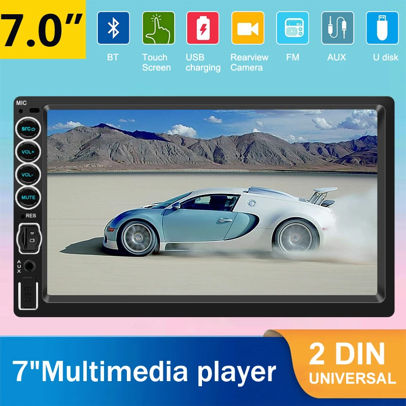 

Ahoudy 2 din Car Radio 7 Inch HD Touch Screen Autoradio Multimedia Player Universal Car Stereo MP5 Player BT SWC TF FM Camera